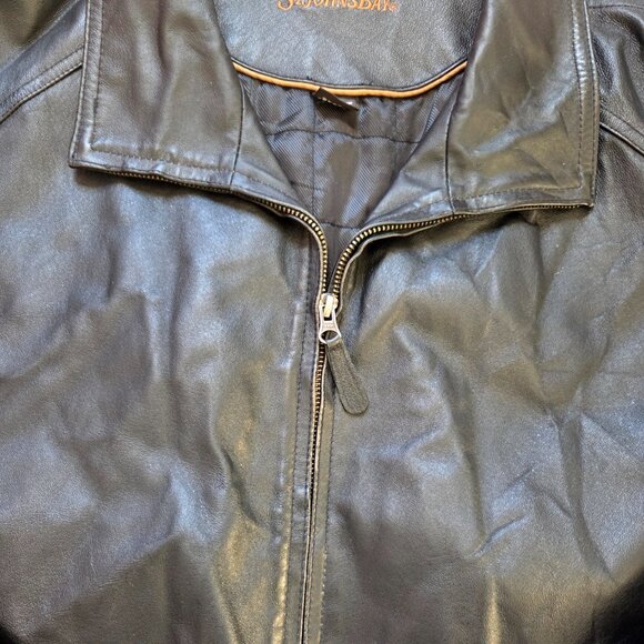St. John’s Bay Black Leather Bomber Jacket Mens XL Streetwear Moto Inspired - Picture 3 of 16